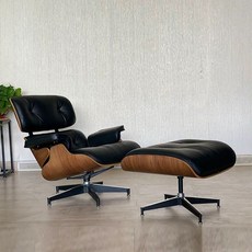 미드센추리 모던 이임스 라운지체어 나파가죽 1인용 거실 쇼파 회전 의자, 연한 회색 팔걸이 없음