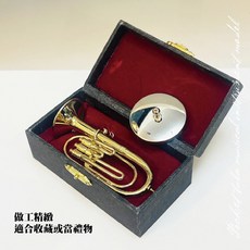 時空樂器坊 袖珍低音號樂器模型 精緻金屬鍍漆 10公分收藏擺飾 聖誕禮物, 1個, 金色