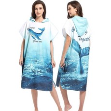 超細纖維吸水連帽毛巾衣 成人一般尺寸, 【一般尺寸】尾鯨【超細纖維】, 1個