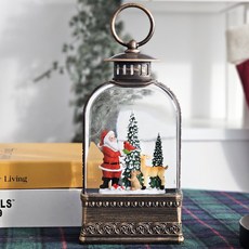 mcuru LED 깔끔한 눈사람 트리 스노우볼 오르골, 브론즈