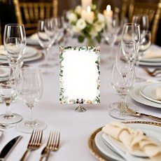 草坪證婚桌卡席位卡 繁花綠葉邊框手寫環保紙質 工廠現貨速發, （1張）, 1個