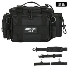 釣友俱樂部 路亞包 釣魚腰包 斜挎包 多功能 水壺腰包 戶外 騎行運動 漁具收納 迷彩, 1個, 經典黑色路亞插桿包