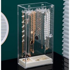 台灣出貨！透明收納 壓克力透明項鍊手鍊旋轉收納盒, 1個, 透明