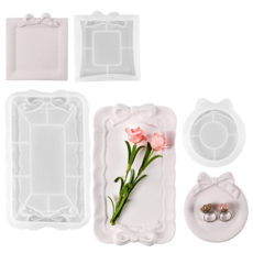 [드그라쎄] 실리콘몰드 - 리본 트레이 접시 3type 몰드 레진 공예 아트, 스퀘어