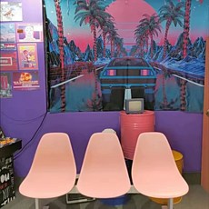 버스정류장 공원 의자 버스 웨이팅 정류장 대기실 야구장 벤치, W. 무광 분홍색 3인용 선반