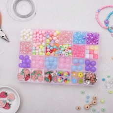 다니샵 24칸 비즈공예세트 DIY 키트 취미 키링 팔찌 만들기 구슬 꿰기, 1개, 젤리