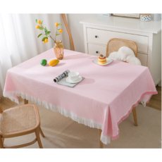타이디홈 깔끔하고 예쁜 식탁보, 1개, 90 x 90cm, 핑크