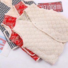 메모샵 뽀글이 할머니 김장 조끼 겨울 누빔 조끼 꽃무늬 양털