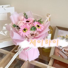 제이하이 해바라기 비누꽃다발 쇼핑백+카드 포함, 1개, 핑크