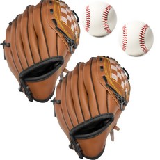 투센 야구 캐치볼 우투 글러브 + 안전야구공, 2개, 브라운