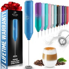 Zulay Kitchen 듀라셀 AA 배터리 2개가 있는 휴대용 우유 거품기 - 커피 라떼 카푸치노 말차 및 핫초콜릿용 전기 음료 믹서 - 휴대용 폼 메이커 및 커피 바, Froth Mate, 블루