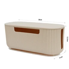 케이블 보관함 데스크탑 전원 스트립 방진 소켓 가정용 와이어 줄 관리 정리함, 05 Beige