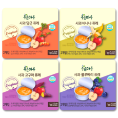 푸른마루 당 낮은 국산 유기농 실온 이유식 아기 퓨레 80gX2개입, 1세트, 160g, 사과블루베리1+사과당근1+사과바나나1+사과고구마1