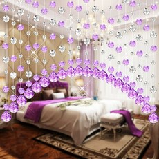 구슬발 아이방커튼 주방 크리스탈 줄커튼 비즈 가림막, 1개, J. 크리스탈 보라색 32 다이아몬드 컷