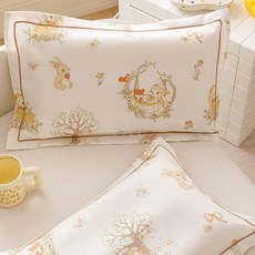 A類純棉兒童枕套 30x50cm 純棉枕頭套 卡通枕芯內膽套 60支長絨棉, 淘氣小兔JXX,30*50（單隻不含芯）