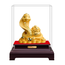 金蛇獻瑞絨沙金聚寶盆擺件 蛇年公司活動禮品, 新中聚寶盆蛇21*14*25cm