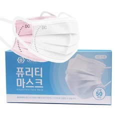 퓨리티 귀편한 마스크 - 대/중/소, 50매, 2개, J. [대형 화이트] 귀편한 6mm끈