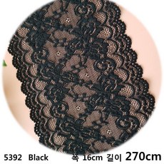 DKLACE-5392-F 자가드 스판 레이스 폭 16cm, 3개, Black