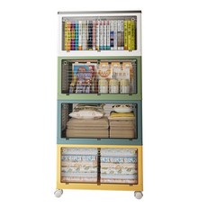 多層抽屜滑輪收納櫃 透明面板分類整理箱 環保材質居家儲物櫃, 藍色, 1個