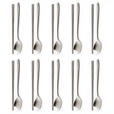 WiLLive 韓國製304不鏽鋼筷子湯匙組, 銀色, 湯匙+筷子, 10組