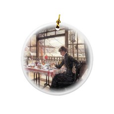 Rikki Knight James Tissot Art Rooms a Glance from THE 더 Port 디자인 원형 도자기 양면 크리스마스 장식품 282329