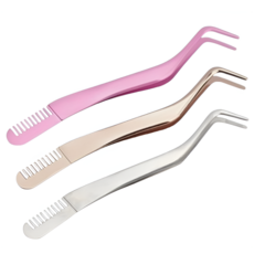 키넬 속눈썹 집게 끝이둥근 안전한 트위저 눈썹빗 일체형, 1개, 실버