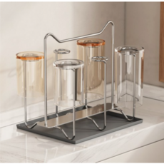 Life Rhythm 304스텐 틈새 컵거치대 컵걸이 건조대 정리대, 1개, 그레이