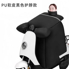 冬季電瓶車擋風被加絨加厚電動車防風防水防曬三輪摩托車冬天防寒, 加絨加厚側翼PU小羊皮黑圍脖款