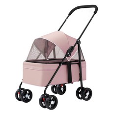 몽글펫 접이식 저상형 강아지 유모차 반려동물 개모차, 핑크, 1개