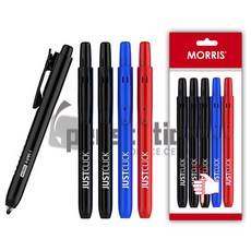 모리스 저스트클릭 노크식 유성매직 M 5개 세트(모리스 정품 블리스터 포장 케이스), 유성매직 M 블랙3개+블루1개+레드1개 세트