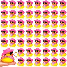 48Pcs 고무 오리 카우보이 노란색 Duckies 장난감 여름 생일 선물 파티 호의에 대 한 모자 선글라스, China Mainland, 4 48 set