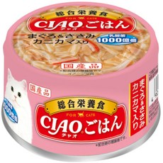 CIAOごはん貓罐頭 添加乳酸菌 日本國產 綜合營養主食濕糧, 85g, 1個, 綜合營養食A-254（鮪魚+雞肉+蟹肉）