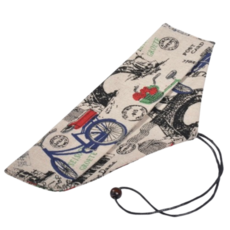 餐具收納綁繩收納袋 - 三角便攜餐具袋 刀叉湯匙筷子環保吸管收納袋 餐袋 婚禮小物, 1個, 橫開綁繩款, 腳踏車