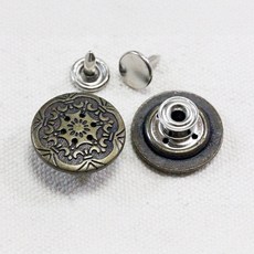 [단추똥꼬] 청바지단추 청자켓 흔들이 단추 5세트 20mm, 1개, (08번)캐 눈꽃 엔틱골드 5세트