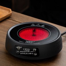 2구 인덕션 전기레인지 미니 휴대용 저소음 세라믹 보온 받침대 세트, 가지고 다닐 수 있는, 블랙 스마트 전기 레인지 1300W