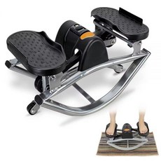 Rock Stepper 미끄럼 방지 바닥 매트 및 저항 밴드가 있는 좌우 스테퍼 머신 다리 둔근 복근용 홈 운동, Rock Stepper, 미끄럼 방지 바닥 매트 및 저