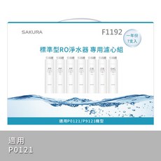 SAKURA 櫻花 RO淨水器濾心組 適用P0121/P9121機型, 1個, F1192淨水器專用濾心7支入(一年份)