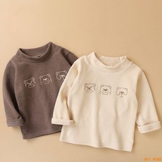 Hi！Kids 寶寶3到8歲雙面德絨上衣兒童秋冬季半高領套頭打底衫男童長袖t恤