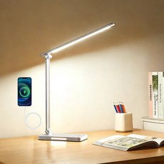 SASAKO 풀스펙트럼 LED 스탠드 블루라이트 차단 학습용 스탠드 침실 무드등, 화이트