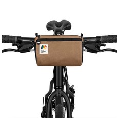 Oso Supply Co - 자전거 핸들바 백 빠른 접근이 가능한 방수 지퍼 측면 메쉬 포켓 및 넓은 수납 공간이 있는 캔버스 외장 자전거 출퇴근 모험 여행에 이상적입니다 스카, 브라운, 1개