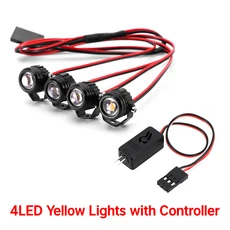 INJORA 원형 LED 조명 1/18 RC 크롤러 (흰색 옐로우), 02 Yellow 4LED and Wire