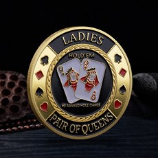 信運幣 招財 黑桃 撲克 鍍金 紀念幣, 紀念幣【QUEENS】附殼