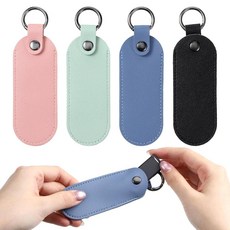 Xthrotsenk 4피스 USB 홀더 키체인 플래시 드라이브 케이스 PU 가죽 보관 키링 드라이브용 블랙 블루 핑크 그린 314353 9000392292