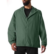 남성용 윈드브레이커 쿼터 지퍼 풀오버 경량 재킷 운동용 1/4 윈드 브레이커 재킷 골프 모크넥 포켓 포함 초록색. M