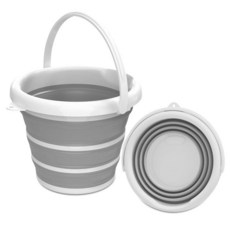 GOLD 골드FOX 접이식 버킷-10L(2.6갤런) 버킷 핸들 휴대용 플라스틱 물 용품 세차 캠핑 정원용 버킷 - 그레이, Grey, 1개