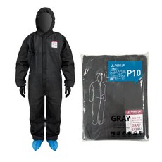 SB 일회용 작업복 원피스 방진복 방역복 분진복 보호복, XL, 10개, 그레이