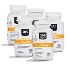 365홀푸드마켓 엘라이신 500mg 프리폼 필수아미노산 캡슐 365 Whole Foods Market L-Lysine, 100정, 5개
