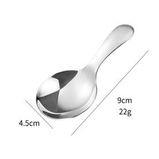 HYLSS 304不鏽鋼勺子小勺子冰淇淋勺雪糕甜品勺茶叶茶鏟調料勺, 1個, 201-银色:如图所示（1144）