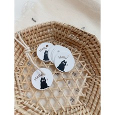 可愛裝飾吊卡2.5cm 禮品吊卡 圓形吊卡 包裝吊卡 20張, 1個, Hello