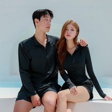 크라시앙 자체제작 컷라인 커플 집업 래쉬가드 기본 긴팔 여성 남성 남녀공용 커플 수영복